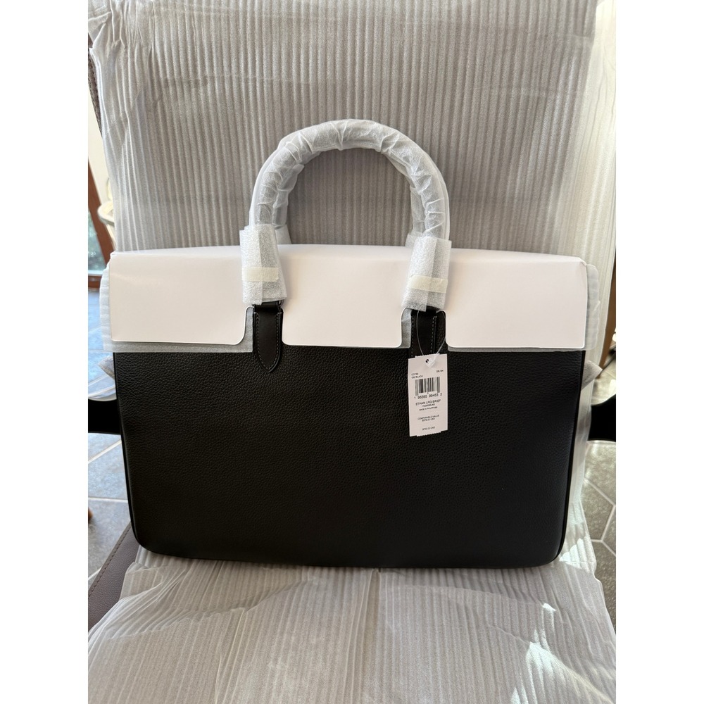 Coach Ethan Large Brief Black Pebbled Leather Business Messenger Bag - Picture 3 of 6